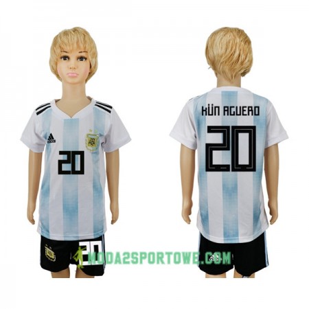 Koszulka Argentyna Kun Aguero 20 Dziecięcy Mistrzostwa Świata 2018 Domowe Stroje Piłkarskie